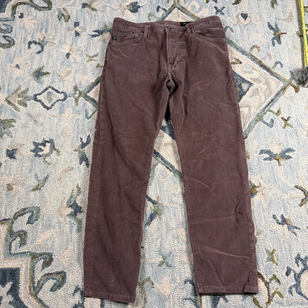 AG Adriano Goldschmied Brown Corduroy Pants Men’s‎ 34x34 Slim Straight Designer